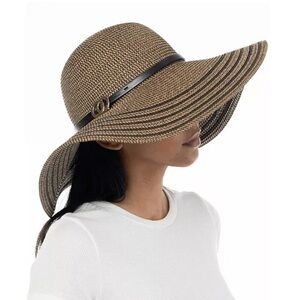 INC Elegant Striped Wide-Brim Hat